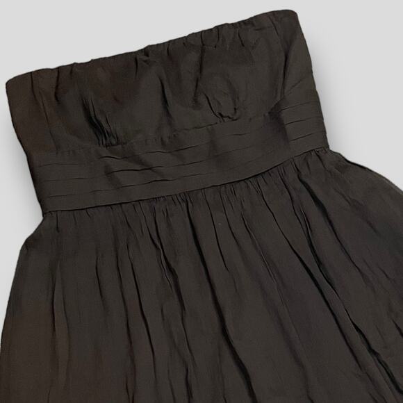 J CREW STRAPLESS RUCHED SILK DRESS DEEP BROWN  MEDIUM 8 - Picture 4 of 7